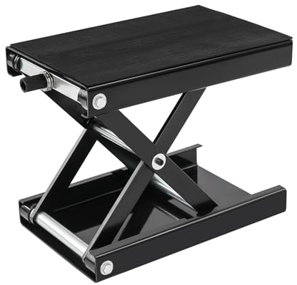 czyuRachel Cric de moto 500 kg, cric ciseau, hauteur réglable 9,3 à 35 cm, élévateur pour moto, élévateur de scooter, 37 x 23 cm, noir