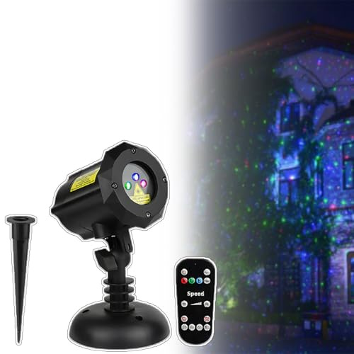 PxkVrin Projecteur Laser De NoëL D'ExtéRieur, Projecteur De LumièRe D'éToile LED éTanche 3 Couleurs, avec TéLéCommande, FêTe De NoëL, LumièRe De SC.