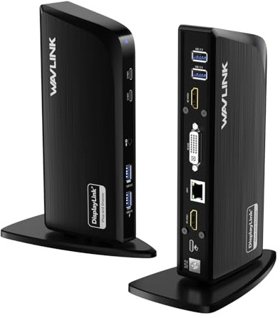 WAVLINK Station d'accueil WAVLINK 13-en-1 USB-C DisplayLink,Triple Affichage (4K HDMI + 2×2K HDMI/DVI), USB-C/A 5Gbps,Ethernet. Compatible Windows/Mac OS/MacBook Neo (Pas de Charge d'ordinateur).