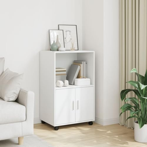 Mokuyary Rullskåp, vit, 55 x 40 x 91 cm, rullbehållare, mobilt arkivskåp med rullar, kontorsbehållare, sidobord för vardagsrum, kontor