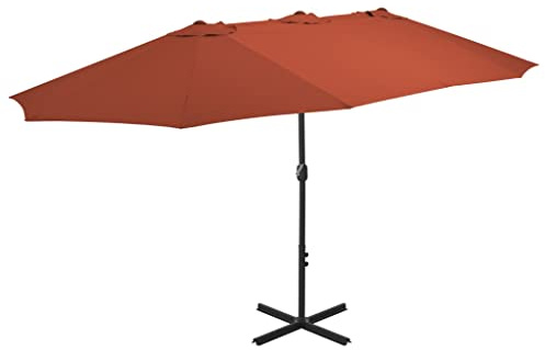 Ordellia Ombrellone con palo in alluminio, 460x, colore bianco sabbia, protezione UV, resistente alle intemperie, con manovella e stabile base a croce, ideale per giardino, balcone, terrazza e ombra
