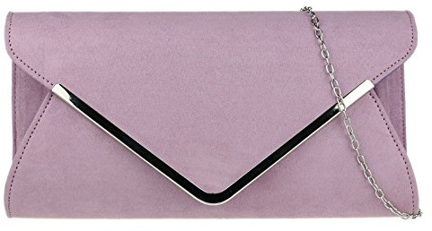 Girly Handbags Womens Envelope Faux Suede Clutch Bag