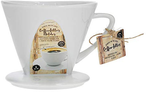 MamboCat Kaffeefilter No. 4 aus Porzellan | 16 x 14 x 11 cm | weiß | SoftBrew-Verfahren | schonende Kaffee-Zubereitung | manuelles Filter-Gerät