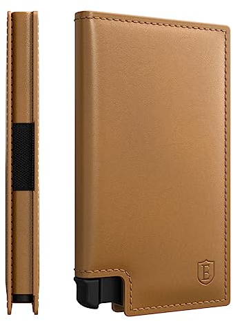 Ekster Parliament Leather Card Holder Wallet | Smart RFID Wallet for Men | Minimalist & Slim Wallet with Quick Card Access Metal Card Holder (Roma Cognac)