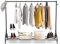 6ft Clothes Rail, Industrial Clothes Rail Garment Rack Coat Rail Clothing Rack Metal Clothes Holder Single Holding Rail Coat Hanger on Wheels Black 180 x 50 x 146cm