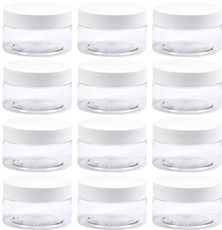 12Pcs kleine Dosen Mini 100ml/80g Leere Klare Kunststoff Behälter Roben Kosmetik Weitmund Plastik für Creme Dosen DIY Schleim Tiegel Döschen
