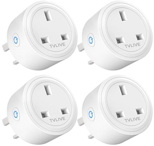 Smart Plug, 4 Pack Smart Plugs that Work with Alexa (Echo, Echo Dot), Google Home Voice Control, Energy Monitoring, Remote Control, Timer & Schedule Function, Smart Wifi Plug Socket UK,No Hub Required
