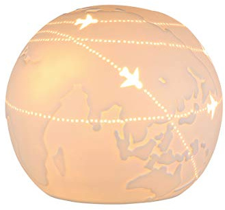 GILDE Leuchte Welt Tischlampe Dekolampe Kugel - Porzellan - Lochmuster Deko weiß D 23 cm