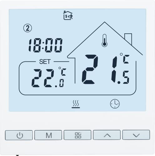 BEOK CONTROLS Thermostat Heizung Digital Programmierbar Thermostate Fussbodenheizung Raumthermostat Für Wasser Fußbodenheizung Temperaturregler Wandthermostat 230V 3A TOL47-WP Non-WiFi