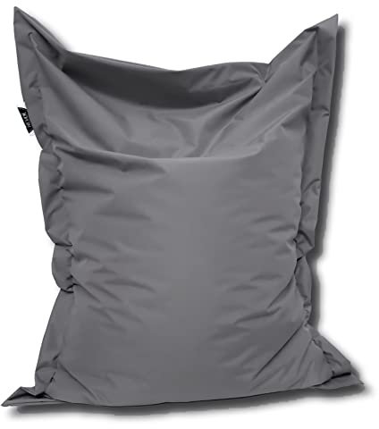 PATCH HOME Orginal Premium Gaming Sitzsack Sitzkissen für In & Outdoor Fertig befüllt in 3 Größen & 27 Farben 145 x 100cm Anthrazit