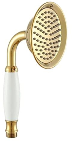 Ownace Viktorianischer Duschkopf, goldfarbenes Messing, größere Größe, 10 cm, traditionelles Messing und Keramik, Telefon-Handbrause für Badezimmer-Set
