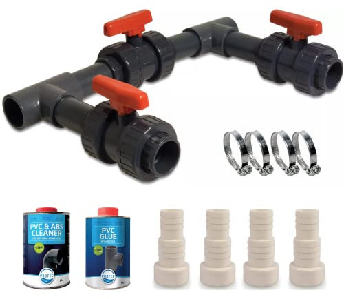 Pool Outlet Bypass Set für Schwimmbad Wärmepumpen, Poolheizungen und Solarheizungen