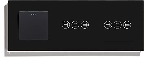 BSEED Druckknopf lichtschalter 1 Fach 1 Weg mit Rolladenschalter Doppelt Jalousieschalter Kompatibel mit Alexa Smart Life, Tuya und Google Home 228mm Schwarz