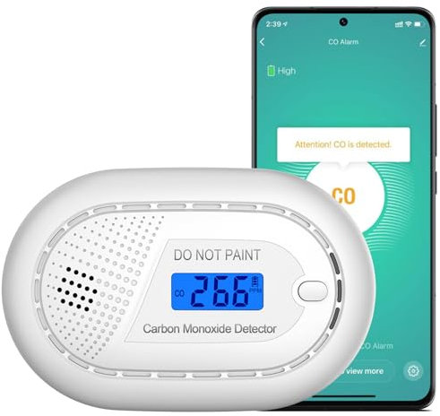 Aroha Smart Connect Rilevatore Monossido di Carbonio WiFi - Batteria da 10 Anni - Allarme Monossido di Carbonio Con Tuya & Smartlife, Portatile