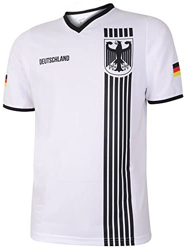 Tyskland Fotbollströja Hemma - Randig Svart Vit - Barn och Vuxna - Pojkar - Fotbollsutrustning - Fotbollspresenter - Sport-T-shirt - Sportkläder - Storlek 140