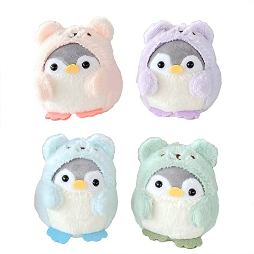 TROYSINC 4er Set Plüsch Pinguine Schlüsselanhänger - Niedliche Pinguine, Süße Pinguin Stofftier Plüschtiere, Pinguin Kuscheltiere - Geschenke für Jungen, Mädchen und Kinder (9cm)