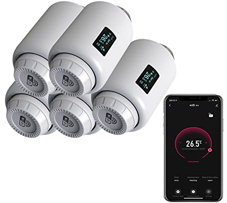 Qiumi Vannes de radiateur thermostatiques Wifi Smart Contrôleur programmable direct Wifi avec commande vocale Googlehome
