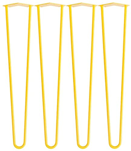 pingping1991 4er-Pack Tischbeine,2-Stange Bein Tischfüße Hairpin Tischfüße Möbelfüße Haarnadelbeine Möbelbeine Couchtisch Beine für Esstisch Couchtisch Schrank Stuhle (15cm(6in),Gelb)