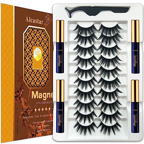 Alcastar Magnetic Eyelashes, Synthetic Fiber, Natural Look, Waterproof, No Glue Required (BA-Cat Eye10815)