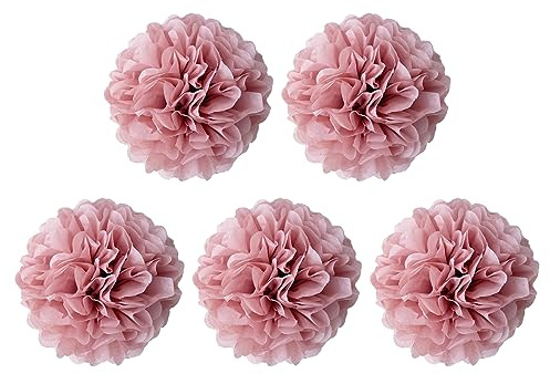 Cozylkx 5 Pezzi Di Carta Velina Pompon Fatti a Mano Fiori Di Carta Palle Decorazioni Appese per Compleanno Baby Shower Matrimonio