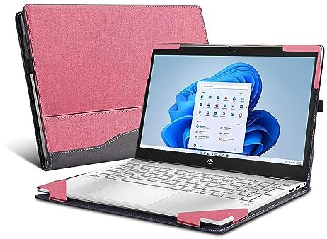 VEVOOD Laptop Cover for HP Envy x360 Laptop 15t /15z-XXX/ 15-ed/15-er/15-ep/15t-es100...All Inclusive Drop Case 15.6 PU Leather Inside Pocket Cover (15.6inch, Pink)