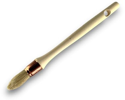 Lot de 10 pinceaux de Pouce à rechampir | Brosse Ronde en Soie Blanche | Ø 19 mm | Idéal Peinture rénovation Volets moulures plinthes Angles persiennes | Manche Bois Brut | Kibros 371D19_0x10