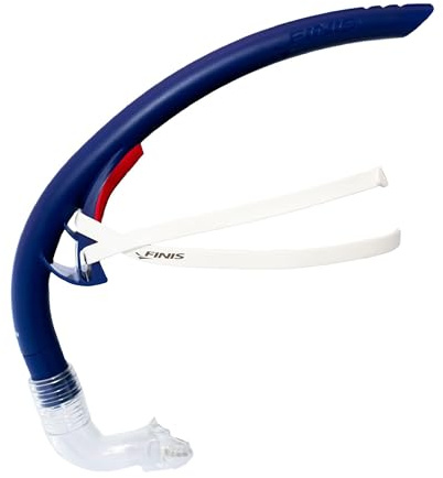 Finis Stability Schwimmer-Schnorchel - Ohne Haltebügel - Zentral montierter Trainingsschnorchel - Anpassbare Passform - Silikonmundstück - Marineblau