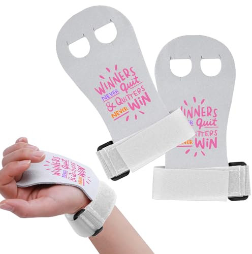 Abeillo Poignées de gymnastique pour filles et jeunes – Gants de motivation avec lettres de motivation – Accessoires de sport pour barre de gymnastique (taille M, blanc)