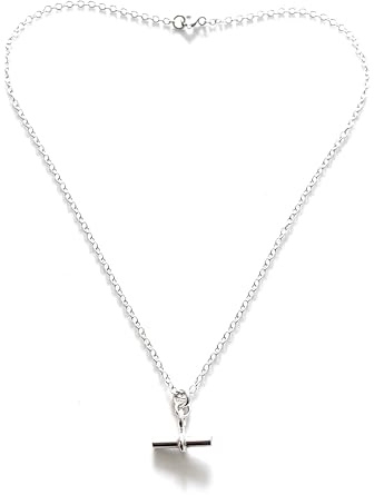 ROBERTS Mini Elegant Sterling Silver T-Bar Pendant Necklace | 1.5cm Albert Design