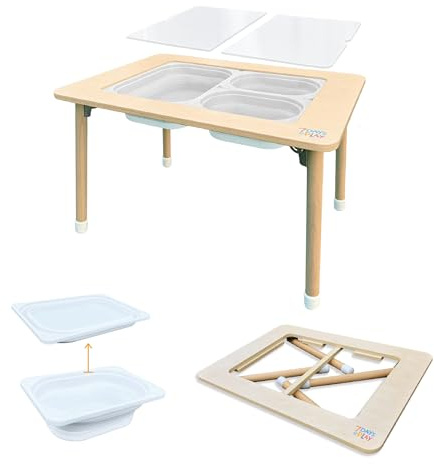 7 Days of Play Sensory Play Activity Table with Foldable Legs, Storage Bins, and Lid
