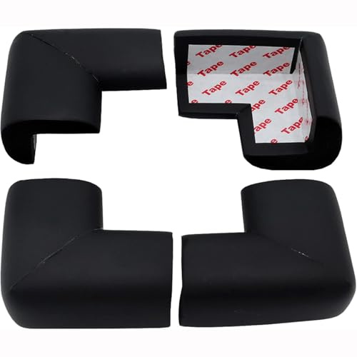 ZXUEZHENG Soft Foam Baby Proofing Corner Guards & Edge Protectors, 4 Pack, L-Shape, Black, Furniture-corner-safety-bumpers