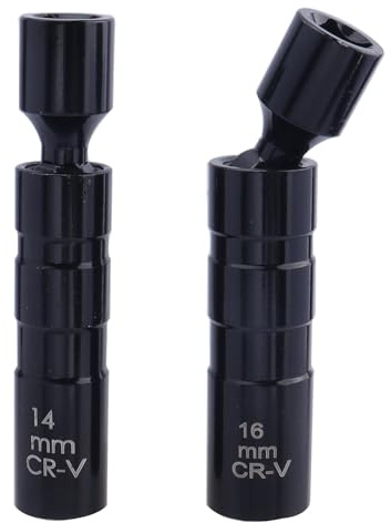 Gasea 2pcs Thin Wall Spark Plug Socket Set – 14mm & 16mm Magnetic Swivel Socket Wrench with Universal Joint | Chrome Vanadium Steel 12-Point Removal Tool for Car Engine Repair