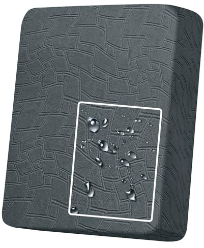 MAXIJIN Waterproof Sofa Seat Cushion Cover Jacquard Sofa Seat Cover Non-Slip Couch Seat Slipcover Protector Replacement for Individual Cushion with Elastic Bottom (Dark Grey, Large 1 Seater)