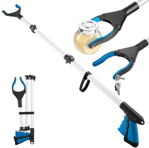 43 Inch Grabber Reacher Tool, Grabbers for Seniors Heavy Duty, Trash Picker Upper Grabber, Collapsible and Easy to Store, Wide Jaw, Grips Items Easily and Securely