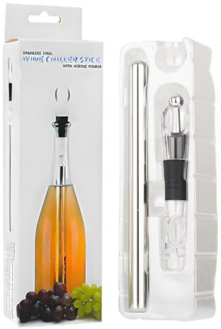 Wine Cooler Stick for Bottles, Red Wine Chilling Stick - Stainless Steel Wine Cooler with Wine Stopper and Wine Pourer, Quick Cooling Rod for
