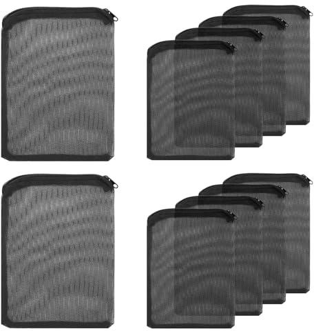 Fokroin Lot de 10 Sacs Filtrants pour Aquarium, Sacs Filtrants en Maille d'Aquarium avec Fermeture à Glissière, Sacs Filtrants en Maille de Médias, Sacs Réutilisables pour Charbon Actif, Biosphères