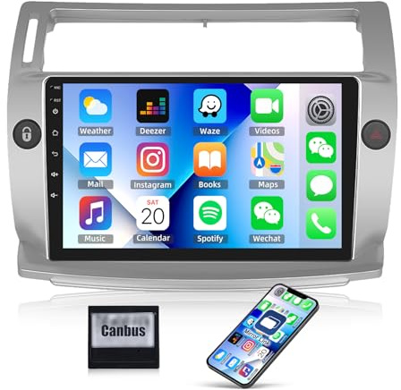CAMECHO Android 13 Radio de Coche con Navi para Citroen C4 C-Triomphe C-Quatre 2004-2009,9 Pulgadas Doble DIN Radio de Coche Pantalla táctil con Bluetooth FM/RDS Mirror Link WiFi SWC