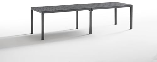 Tomaino - Tavolo Da Giardino Allungabile In Plastica 4-12 Posti - Tavolo da Esterno per Pranzo Rettangolare o Quadrato - Per Giardino, Veranda o Balcone - Nero
