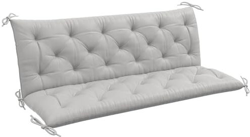 Outsunny 3 Sitzer Bankauflage 150x98x8 cm, Bankkissen mit Bändern, Sitzkissen, Outdoor/Indoor Stuhlkissen, Sitzauflage, Sitzpolster für Gartenmöbel, Fensterbank Sitzbank, Hollywoodschaukel, Hellgrau