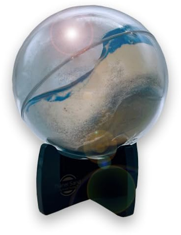 Planet Sand - Dry Sifting Sand Art Globe, Blue Glitter, 6 Inch Diameter, Rotate on Black Base, made in America by Exotic Sands