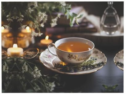 Stampa artistica da parete su tela con motivo di scodelle da tè, 30,5 x 40,6 cm, per soggiorno, camera da letto, bagno, regalo per la casa