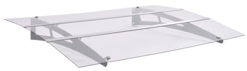 Manuelle Gelenkarmmarkise Sonnensegel,Türvordach Silbern und Transparent 120x90 cm Polycarbonat,Für Outdoor Terrasse Balkon,Einfache Montage Ohne Bohren