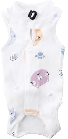 Culinavog Traje de Recuperación para Gatos, Body Postoperatorio Gato Esterilización, Ropa Protectora Suave de Algodón, Alternativa al Collar Isabelino, Anti-Lamidos y Anti-Arañazos, Talla M
