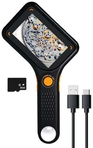 Microscopio digitale portatile 500X con schermo IPS da 3, 8 LED, autofocus, fotocamera 2MP, lente d'ingrandimento ricaricabile, supporto scheda TF, compat. Windows/Mac: ideale per parti, PCB