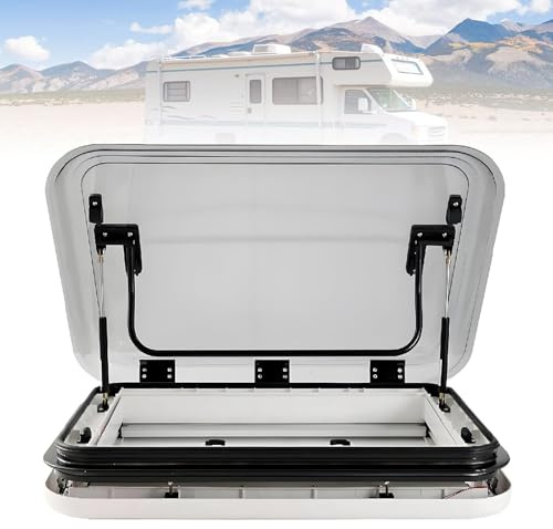 GAYAYAS Finestra da Tetto per Camper, lucernario a LED in Lega di Alluminio, Copertura per Tetto di Camper, con reti e Parasole, per roulotte, rimorchi, Barche 500 * 500mm