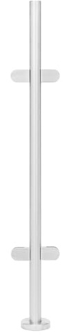 Pali centrali per ringhiera in acciaio inox, 110 cm, diametro 42 mm, pali per corrimano in acciaio inox 316 con copertura e staffe, antiruggine e stabile, per balcone, terrazza, giardino, piscina