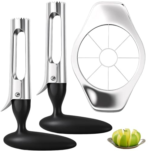 3-teilig mit Apfelteiler und Apfelentkerner, Apfelausstecher Set, Edelstahl Apfelschneider für Küche und Haushalt, Apfelausstecher, Ideal für Salate, Snacks und Mahlzeiten