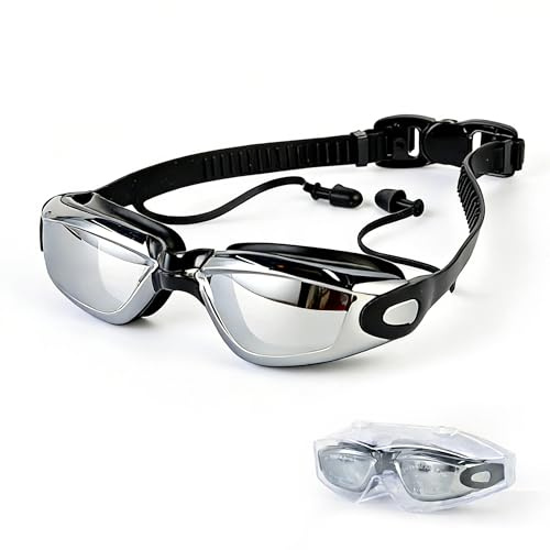TULPRA Swimming Goggles Anti-Fog UV Protection No Leaking, Integrated Earplug Swimming Goggles Adjustable Silicone Strap For Adult Women Men Youth