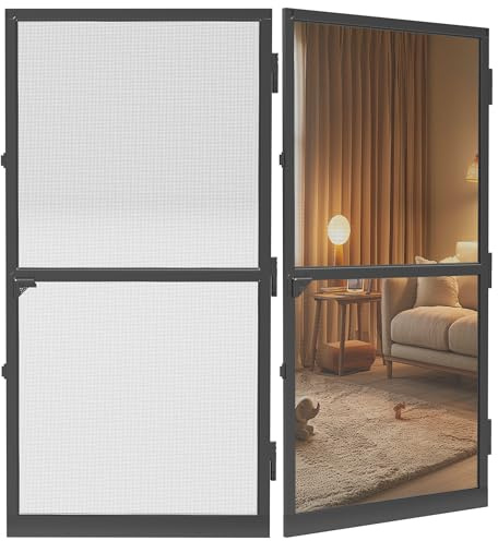 Moustiquaire anti-insectes pour porte, jusqu'à 120 x 240 cm max, avec cadre en aluminium, kit auto-construction en tissu de fibre de verre, écran anti-insectes - noir