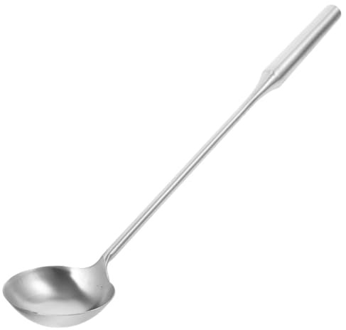 HEMOTON Cucharón de Acero Inoxidable Mango Largo y Diseño Antideslizante para Cocinar en Cocinas y Hoteles, Cuchara Grande Cómoda y Resistente para Servir Sopa